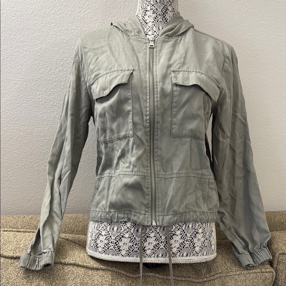 DKNY Utility Hooded Jacket Olive Green Women's Size XS